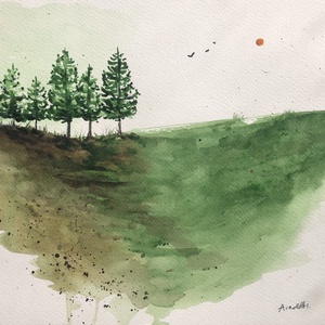 Eredeti akvarell - Fenyők - művészet - festmény - akvarell - Meska.hu