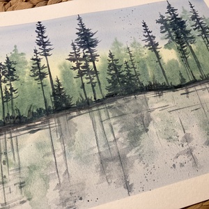 Téli idill - akvarell, Művészet, Festmény, Akvarell, Festészet, MESKA