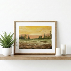 Aranyló alkonyat - akvarell - Meska.hu