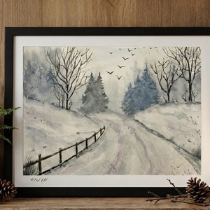 Téli csend - akvarell - Meska.hu