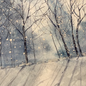 Téli akvarell - művészet - festmény - akvarell - Meska.hu