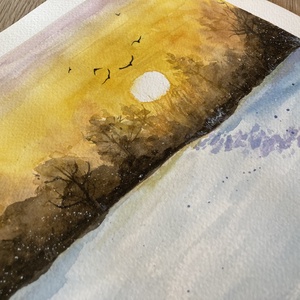 Eredeti akvarell - Téli naplemente - művészet - festmény - akvarell - Meska.hu