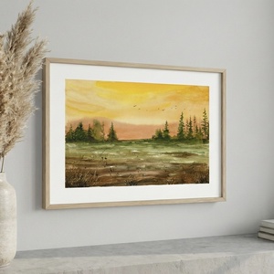 Aranyló alkonyat (A4) - eredeti akvarell - művészet - festmény - akvarell - Meska.hu