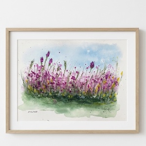 Eredeti akvarell - Vadvirágos rét, Művészet, Festmény, Akvarell, Festészet, MESKA