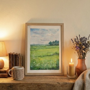 Eredeti akvarell - Tavaszi zöld mező - művészet - festmény - akvarell - Meska.hu