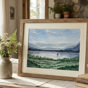 Eredeti akvarell 30x40 cm - Vitorlás a tavon - művészet - festmény - akvarell - Meska.hu