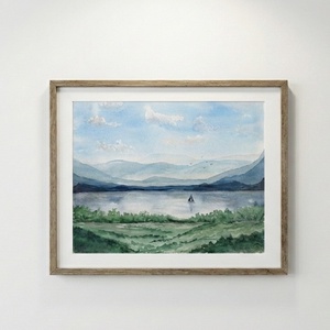 Eredeti akvarell 30x40 cm - Vitorlás a tavon - művészet - festmény - akvarell - Meska.hu