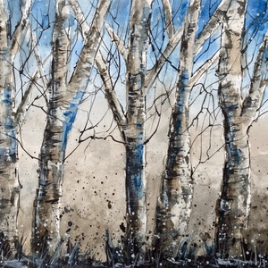 Eredeti akvarell (A4) - Nyírfák , Művészet, Festmény, Akvarell, Festészet, MESKA