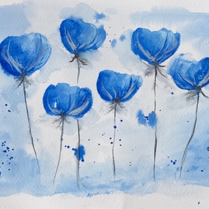 KicsiKÉK Nőnapra - eredeti akvarell, 20x30 cm - művészet - festmény - akvarell - Meska.hu