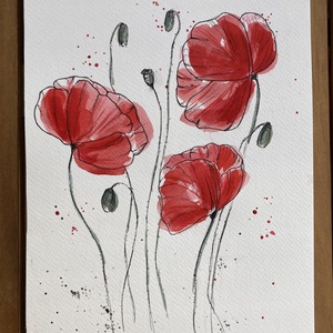 Pipacsok Nőnapra (20x30 cm) - eredeti akvarell - művészet - festmény - akvarell - Meska.hu