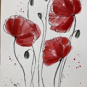 Pipacsok Nőnapra (20x30 cm) - eredeti akvarell - művészet - festmény - akvarell - Meska.hu