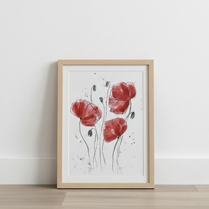 Pipacsok Nőnapra (20x30 cm) - eredeti akvarell - művészet - festmény - akvarell - Meska.hu