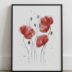 Pipacsok Nőnapra (20x30 cm) - eredeti akvarell, Művészet, Festmény, Akvarell, Festészet, MESKA