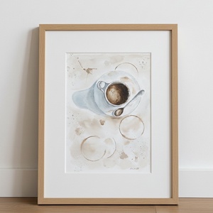 Reggeli kávé (A4) - eredeti akvarell - művészet - festmény - akvarell - Meska.hu