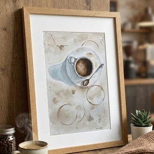 Reggeli kávé (A4) - eredeti akvarell - művészet - festmény - akvarell - Meska.hu