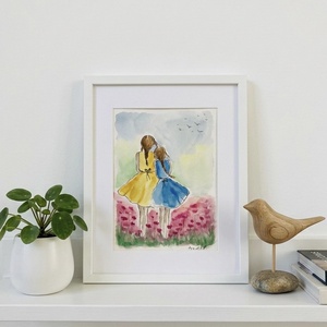 Örök barátság, Legjobb testvérek - eredeti akvarell - művészet - festmény - akvarell - Meska.hu