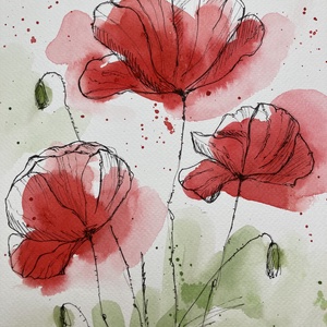 Pipacsok - eredeti akvarell, 30x40cm - művészet - festmény - akvarell - Meska.hu