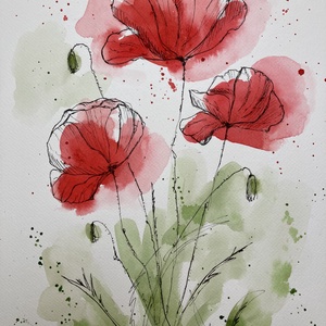 Pipacsok - eredeti akvarell, 30x40cm - művészet - festmény - akvarell - Meska.hu