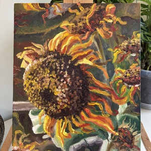Napraforgó olajfestmény, Művészet, Festmény, Olajfestmény, , MESKA