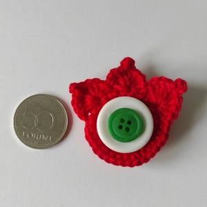 Kokárda tulipános, Ékszer, Kitűző és Bross, Kitűző, Horgolás, Meska