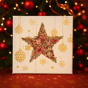 Csillag,Dekupázs karácsonyi vászonkép, Otthon & Életmód, Dekoráció, Kép & Falikép, Vászonkép, Decoupage, transzfer és szalvétatechnika, MESKA