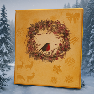 Madárka -Dekupázs karácsonyi vászonkép , Otthon & Életmód, Dekoráció, Kép & Falikép, Vászonkép, Decoupage, transzfer és szalvétatechnika, MESKA