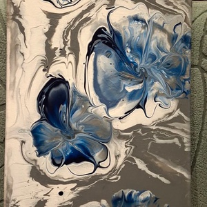 Kék árvácska - művészet - festmény - akril - Meska.hu