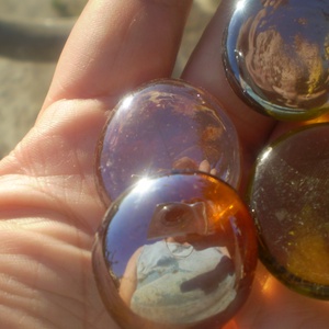 ÜVEGCSEPP halvány karamellszinü nagyobb  fél kg olcsón - kellékek & szerszámok - dekorációs kellékek - mozaik - Meska.hu