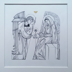 Angyali üdvözlet - művészet - grafika & illusztráció - tus - Meska.hu