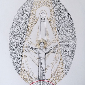 Fénybe öltözött Madonna, Művészet, Grafika & Illusztráció, Tus, Fotó, grafika, rajz, illusztráció, Festészet, MESKA