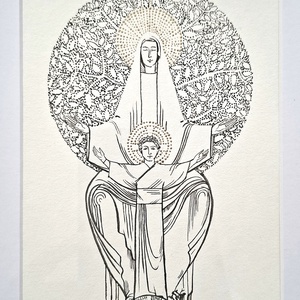 Madonna gyermek Jézussal, Művészet, Grafika & Illusztráció, Tus, Fotó, grafika, rajz, illusztráció, Festészet, MESKA