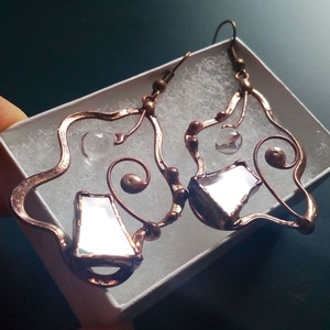 Csepp gyöngy - tükör fülbevaló - ékszer - fülbevaló - lógó fülbevaló - Meska.hu