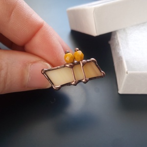 Bézs üvegékszer gyűrű, cuki - ékszer - gyűrű - statement gyűrű - Meska.hu