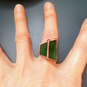 Gyönyörű zöld üvegékszer, gyűrű, Ékszer, Gyűrű, Statement gyűrű, Ékszerkészítés, Üvegművészet, Meska