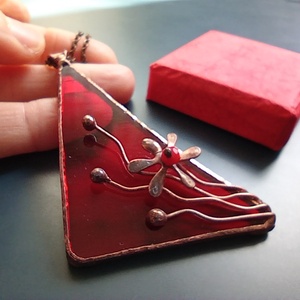 Piros üvegékszer medál, Érett meggy - ékszer - nyaklánc - medálos nyaklánc - Meska.hu