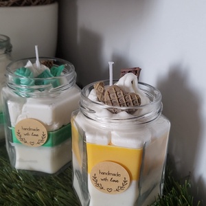 Süti gyertya sárga és menta színben , Otthon & Életmód, Gyertya, illat, aroma, Gyertya, Gyertya-, mécseskészítés, MESKA