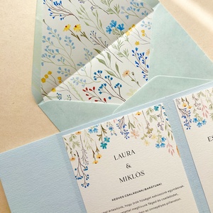 Kék vadvirágos esküvői meghívó, Esküvő, Meghívó & Kártya, Meghívó, Fotó, grafika, rajz, illusztráció, MESKA