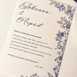 Kék rózsás meghívó - esküvő - meghívó & kártya - meghívó - Meska.hu