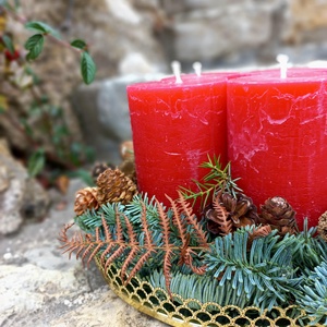 ARANY tálcás adventi koszorú - karácsony - adventi díszek - adventi koszorú - Meska.hu