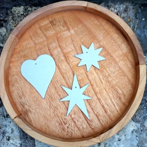 karton papír csillag és szív dekoráció díszdobozban - kellékek & szerszámok - dekorációs kellékek - figurák - Meska.hu