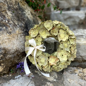 PASZTELL SÁRGA ajtódísz szárított növényekkel, Otthon & Életmód, Dekoráció, Ajtó- és ablak dekoráció, Ajtódísz & Kopogtató, Virágkötés, MESKA