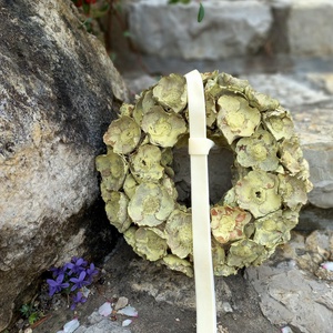 PASZTELL SÁRGA ajtódísz szárított növényekkel - otthon & életmód - dekoráció - ajtó- és ablak dekoráció - ajtódísz & kopogtató - Meska.hu