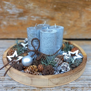 CSINÁLD MAGAD EZÜST adventi koszorú, Karácsony, Adventi díszek, Adventi koszorú, Virágkötés, MESKA