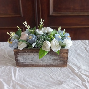 VINTAGE kék virágdoboz - otthon & életmód - dekoráció - asztal és polc dekoráció - asztaldísz - Meska.hu