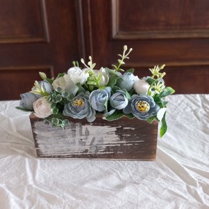 VINTAGE kék virágdoboz - otthon & életmód - dekoráció - asztal és polc dekoráció - asztaldísz - Meska.hu