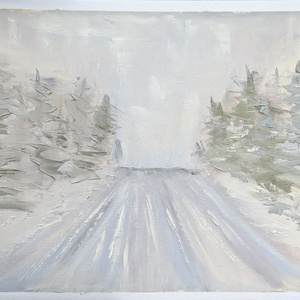 Winter Road, Művészet, Festmény, Olajfestmény, Festészet, MESKA