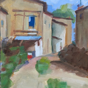 Village road, Művészet, Festmény, Olajfestmény, Festészet, MESKA