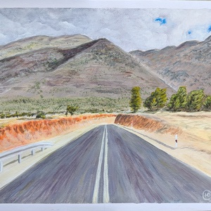 Greece, Peloponnese road, Művészet, Festmény, Akril, Festészet, MESKA