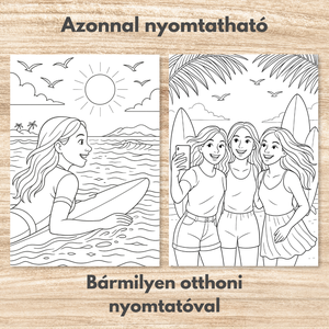 Nyomtatható színező  Surfer Girl (PDF, 20 oldal) - művészet - grafika & illusztráció - digitális - Meska.hu