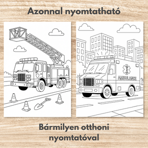 Nyomtatható színező  Munkagépek, mentők, kamionok (PDF, 20 oldal) - otthon & életmód - papír, írószer - színező - Meska.hu